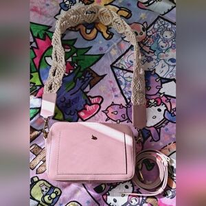 Madewell Mauvey-Pink Leather Camera Bag with Woven & Leather Straps